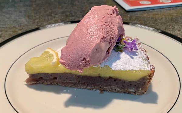 Aviation tart with cherry ice cream